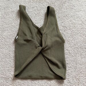 Urban Outfitters Olive Twist-Front Ribbed Tank